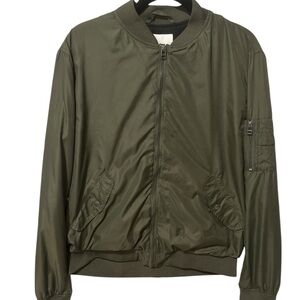 H&M Green Bomber Jacket with Ribbed Details